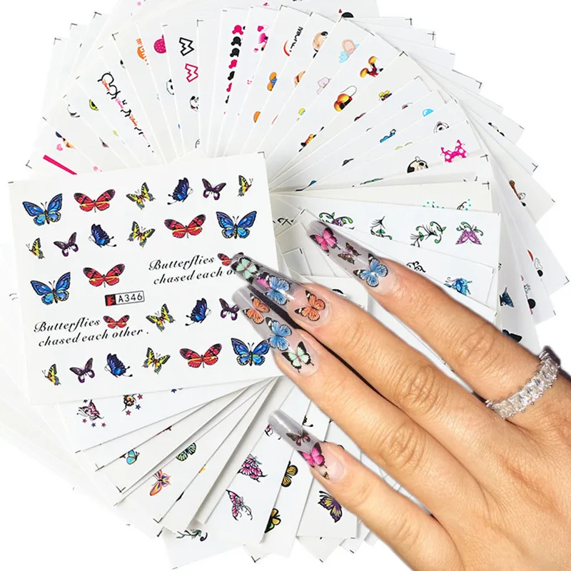 48Pcs 3D Butterflies Series Flowers Bush Nail Art Design Water Transfer Sliders Decals for Sticker DIY Tips Decoration Tool | Красота и