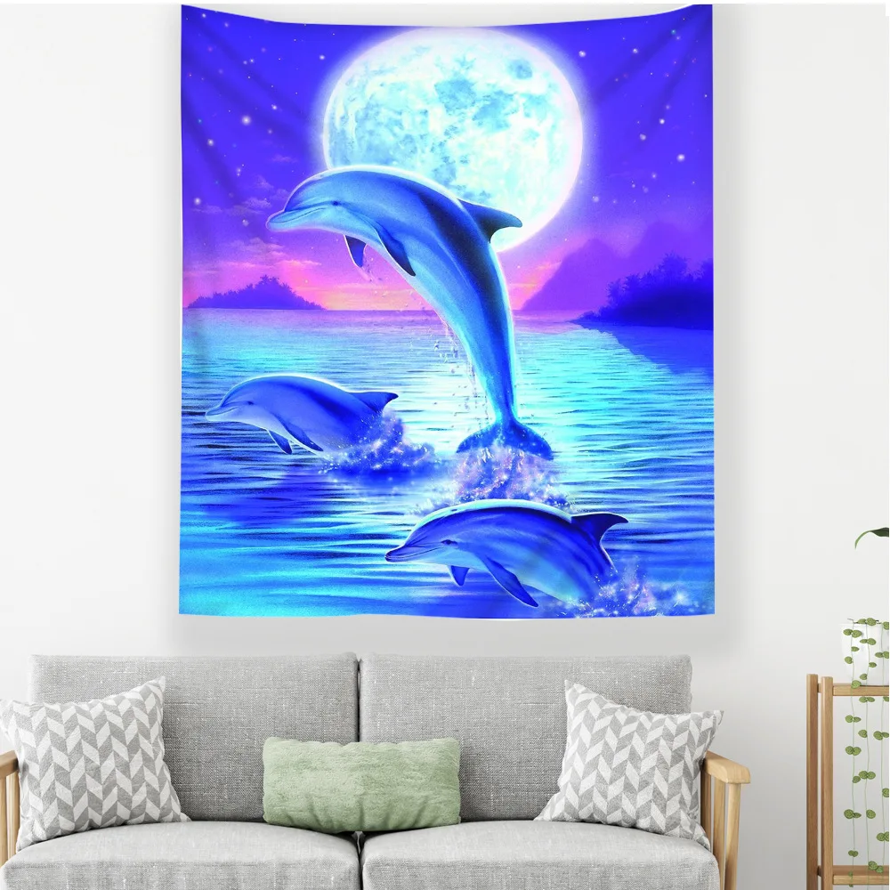 Фоновая ткань из полиэстера с изображением леса волка природы поток Луны