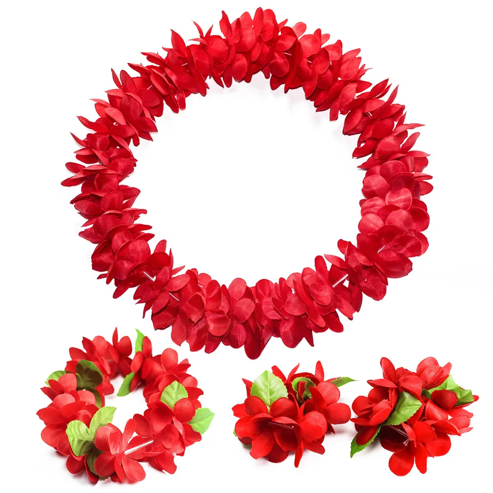 

Hawaiian Party Decoration Hula Garland Wreath Necklace Headband Flowers Wristband Bracelet Girl Dress Birthday Party Beach Decor