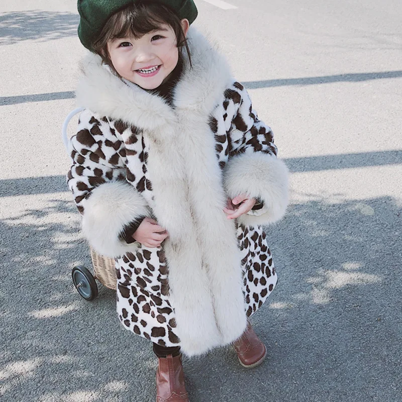 Scsech/Новое леопардовое детское зимнее пальто для девочек детская верхняя одежда с