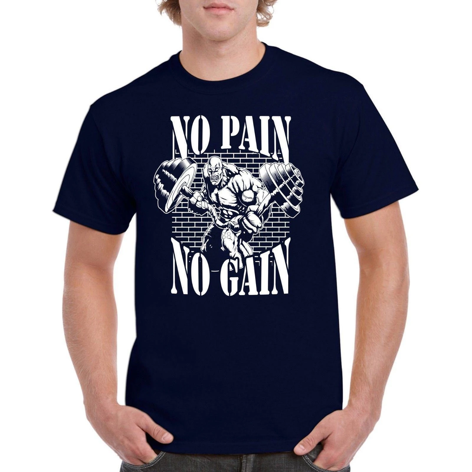 

No Pain No Gain Men Tee Workout Fitness Beast 100% Cotton Cheap Sale 100 % Cotton T Shirts For Boys Funny O Neck T Shirt