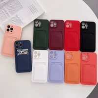 soft silicone card bags phone case for iphone 13 11 12 pro max lens protector cover for iphone xr x xs 7 8 plus shockproof cases