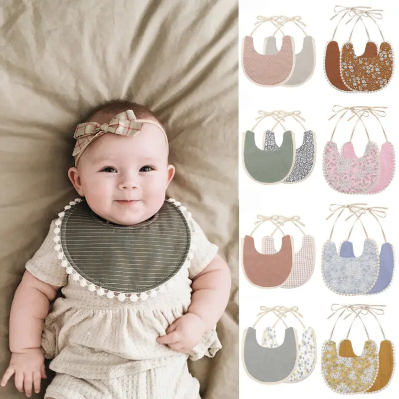 Детский нагрудник для кормления из хлопка с милым рисунком мультфильма