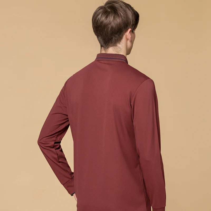 DARPHINKASA Мужская рубашка поло с длинным рукавом сплошной цвет хлопок 2020 Новая осень