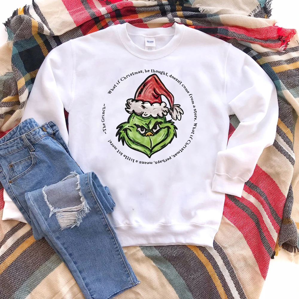 

2020 Christmas Ugly Sweatshirts Funny Grinch Christmas Friends Crewneck Sweatshirt Grinch Santa Claus Hoodies Christmas Gift