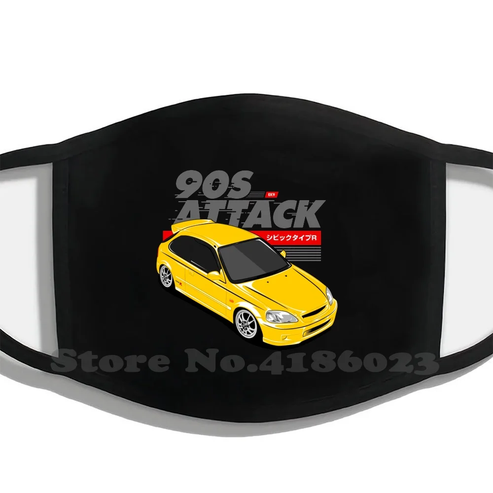 Забавная крутая хлопковая маска Civic Ek9 90S для атаки Honda Ek Type R Ef Jdm японское