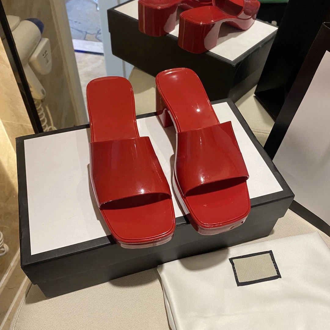 

Correct LOGO Women Shoes Slipper PVC Outdoor High Heel Slipper Jelly Sandal Fashion Women's rubber slide sandal