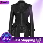 Женская куртка из искусственной кожи Rosetic, черная Готическая куртка из искусственной кожи, мотоциклетная куртка на зиму и весну, черные Куртки из искусственной кожи
