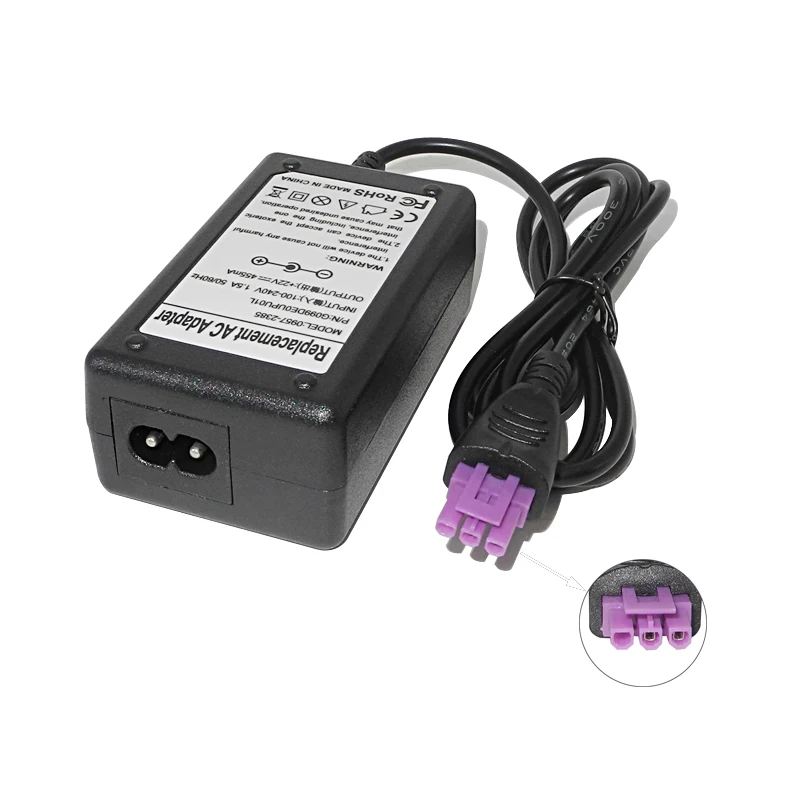 

Printer Power Adapter for HP Deskjet 0957-2385 1518 1510 1010 22v 455ma 2 Prong Scanner Ac Dc Charger