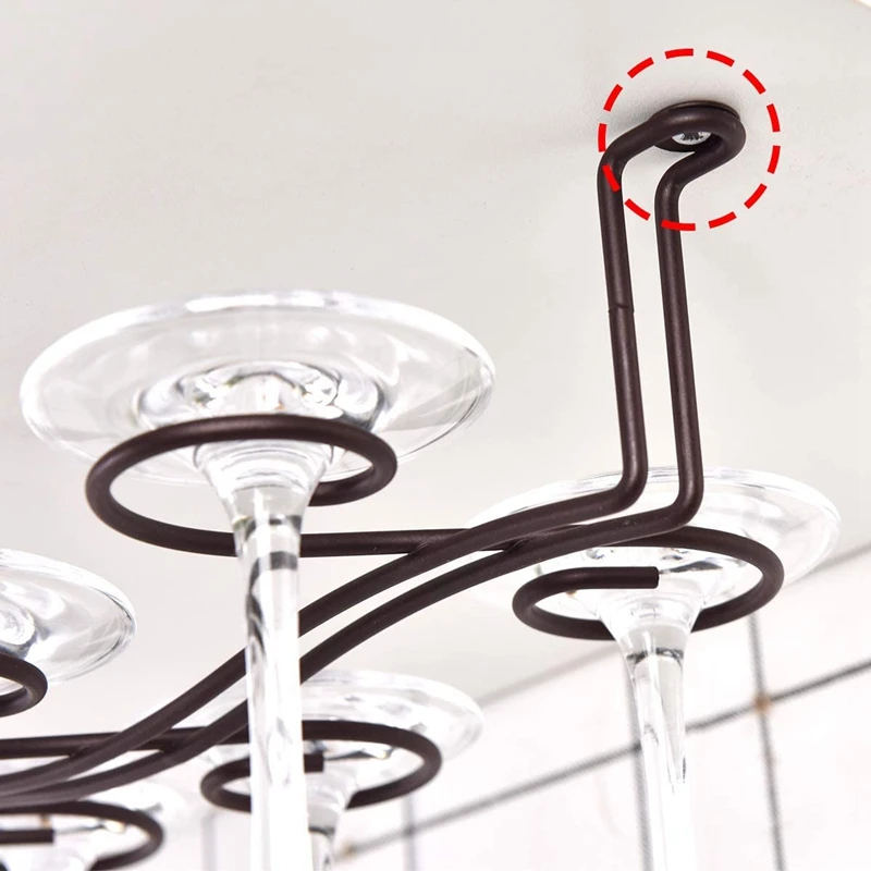 

2 Pack Wine Glass Rack Under Counter,Stemware Rack Under Cabinet Wine Glass Hanging for Kitchen Bar Glasses Rack
