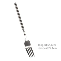 bbq telescopic extendable dinner fruit dessert long handle fork stainless steel cutlery fork set fork tools long handle