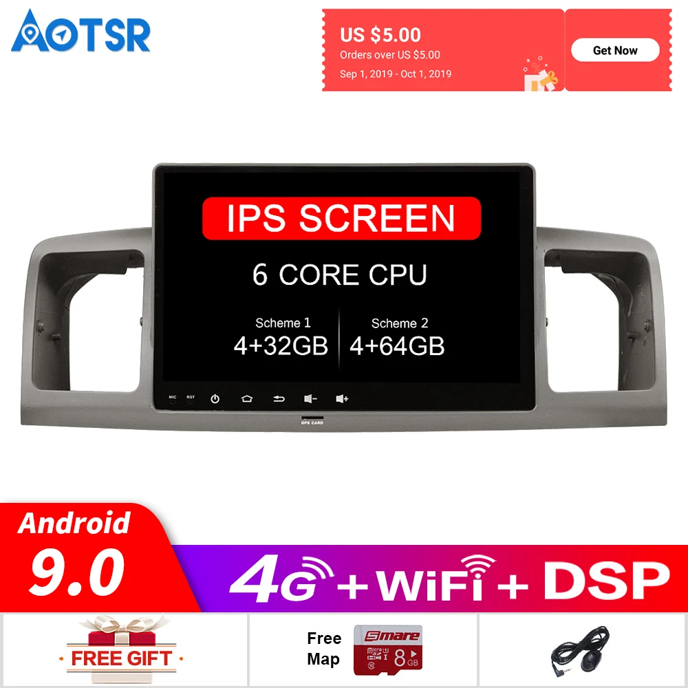 Android 2001 DSP автомобильный радиоприемник с навигацией GPS плеер для Toyota Corolla