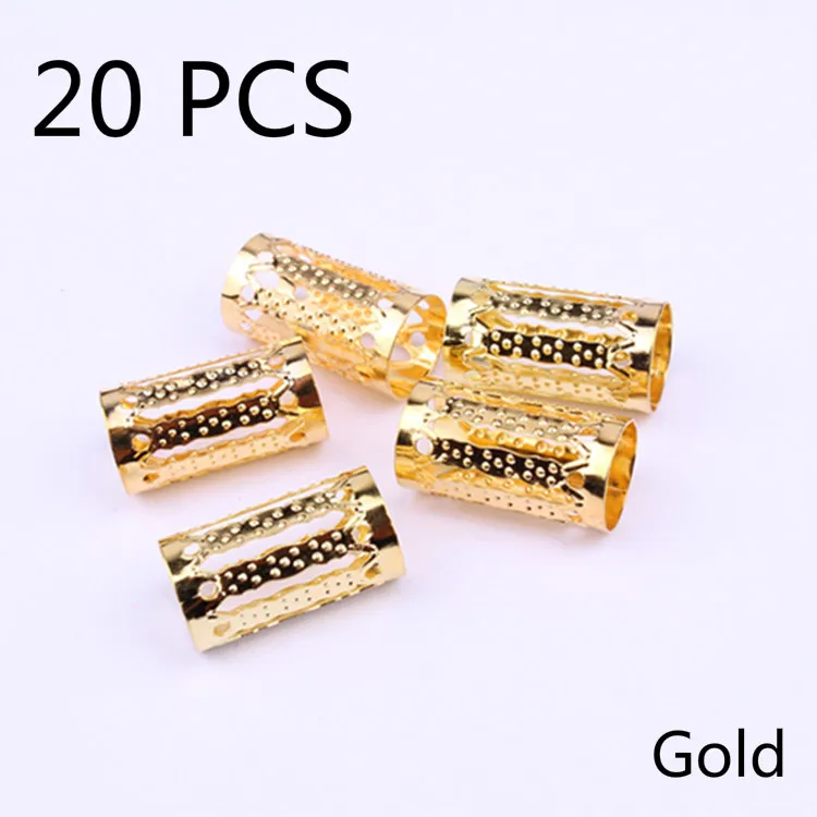10/20 Pcs/Lot Mix Silver Golden Plated Hair Braid Dread Dreadlock Beads Adjustable Cuff Clip 8mm Clip Metal Tube Lock - Цвет: LQ3301 P20