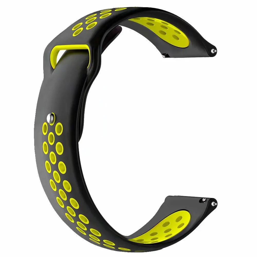 black yellow 22/20 мм Huami Amazfit band для samsung Шестерни спортивные S2 S3 Galaxy часы активное 2 42 мм 46 мм силиконовый ремешок для часов для Pebble Time huawei gt - Цвет ремешка: black yellow