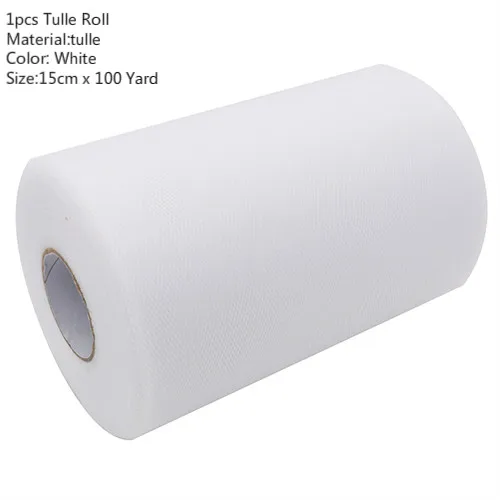 100 Yard White Фатиновая юбка-пачка в рулоне, 15 см, 100 ярдов, сделай сам подарочная упаковка для дня рождения, вечеринки, Рождества, свадьбы, для детей - Color: 100 Yard White