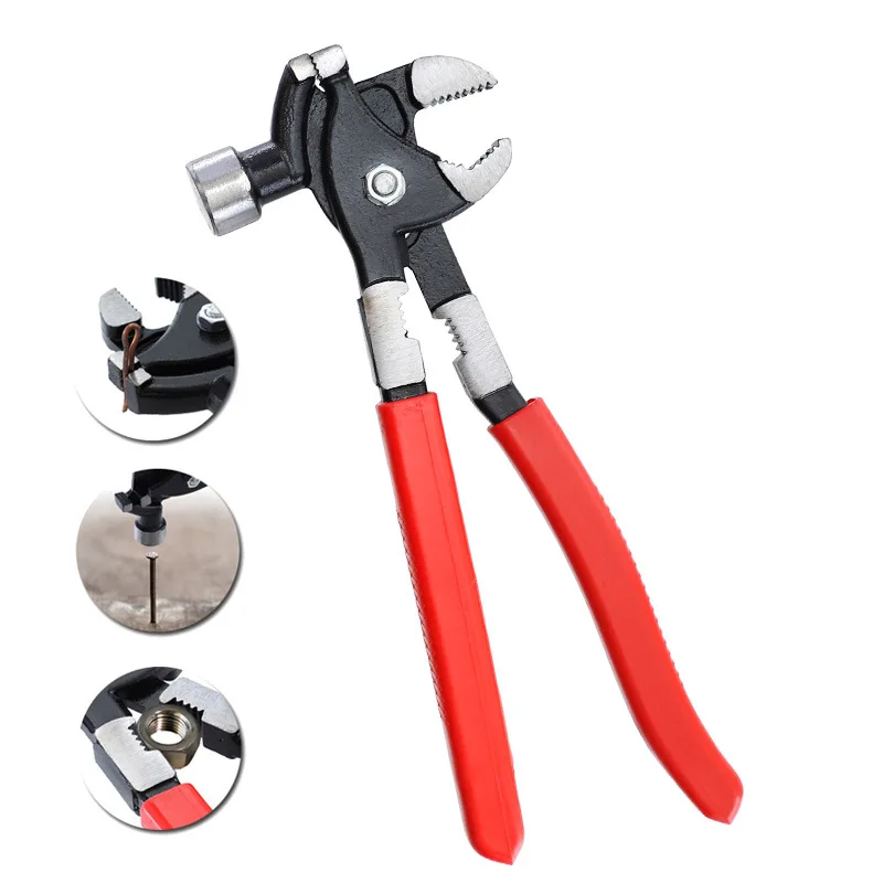

Multifunctional Hammer Pliers Pipe Wrench Wrench Iron Knock Manual Nail Puller Assist Nail Gun Cutting Thread Screw Nut