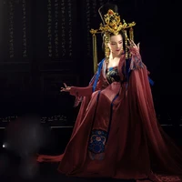 lei hong zhuang wyjn red blue gorgeous long tailed empress costume hanfu for thematic photography 2020 new exhibition hanfu
