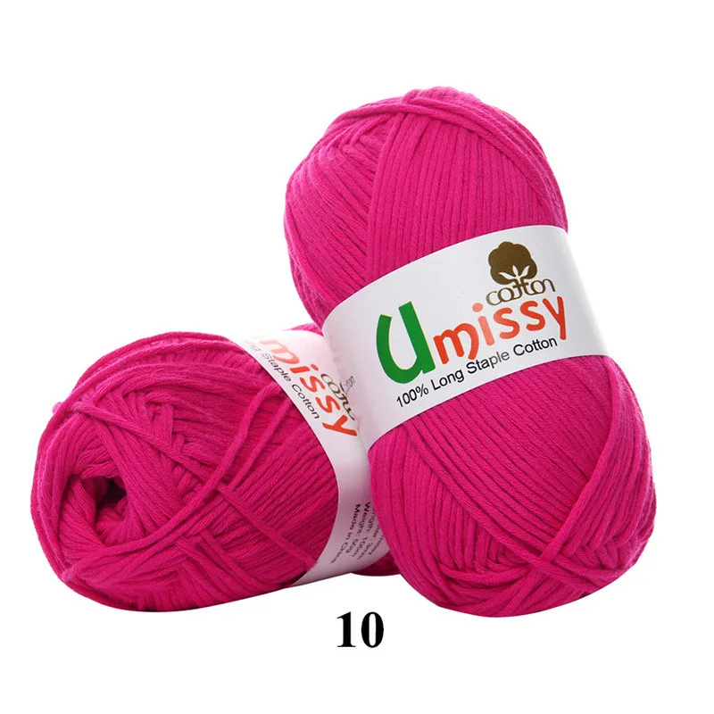 10 Rose 1pc Хлопчатобумажная пряжа для вязания, чесаная толстая пряжа для вязания, Органический Детский свитер, кукла, 50 г - Цвет: 10 Rose 1pc