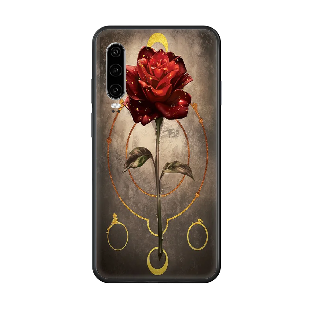 

Roses Phone Case hull For huawei honor 7 8 9 10 20 A S X Lite Pro black bumper art cover luxury Etui soft shell trend coque