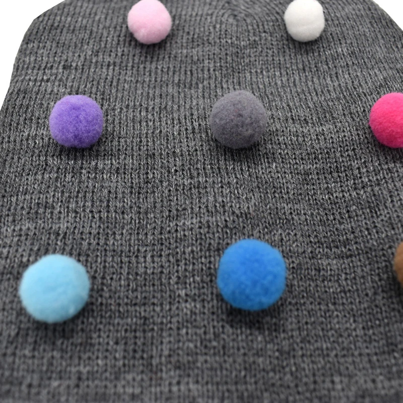 Cute Baby Hats With Colorful Pom Poms Knitted Push Turban Beanie Warm Caps Soft Hat For Newborn Girls Boys Bonnet Autumn Winter | Детская