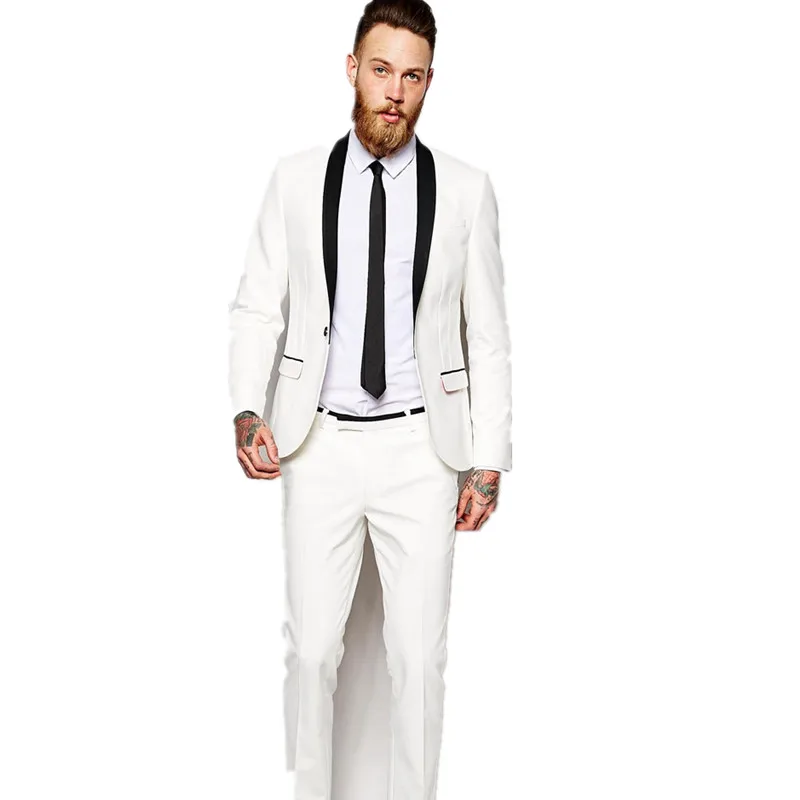 

Костюмы, строгие, лучшие мужские костюмы на одной пуговице, цвета слоновой кости, смокинги для жениха, тонкие Женихи, мужские свадебные костюмы для выпускного, на заказ, пиджак + штаны