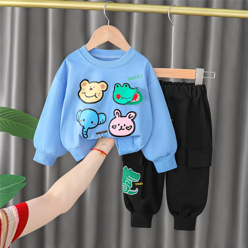 

Baby Girls Boys Clothing Sets 2021 Autumn Kids Long Sleeve Cartoon T Shirt Pants Infant Casual Clothes Children Cotton Outfit