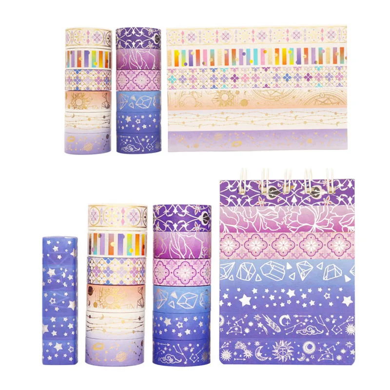 Набор из 12 рулонов ленты золотой фольги Маскировочная лента со звездами и