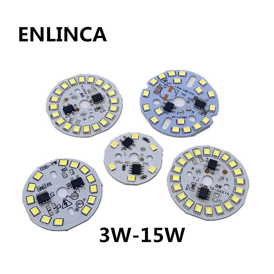 Светодиодная печатная плата SMD2835 с интегрированным IC драйвером 10 шт. 3 Вт 5 7 9 12 15 18