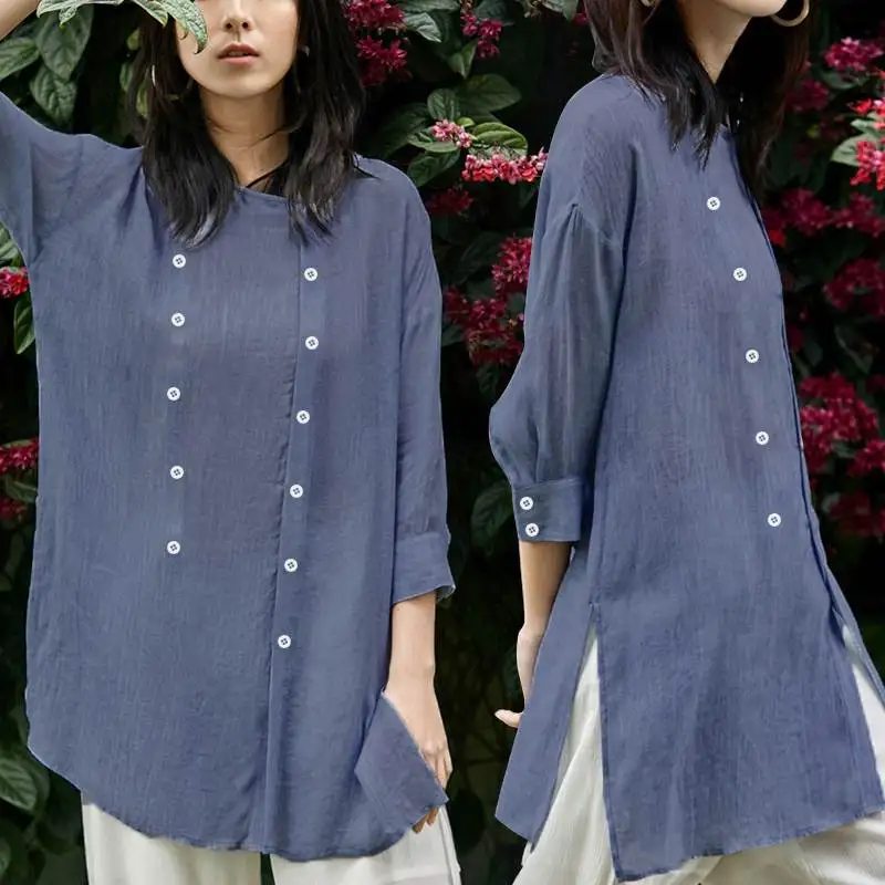 Стильные топы Celmia женские осенние винтажные рубашки-туники блузка новинка 2021