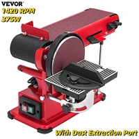 vevor 375w 6in electric disc belt combo table sander 1420rpm metal bench grinder polisher tool machine with dust extraction port