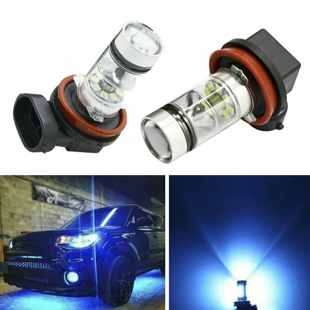 

360° Headlight Bulb H8 H9 Ice Blue Kit LED 100W 12V 2323 2x 3600LM 8000K