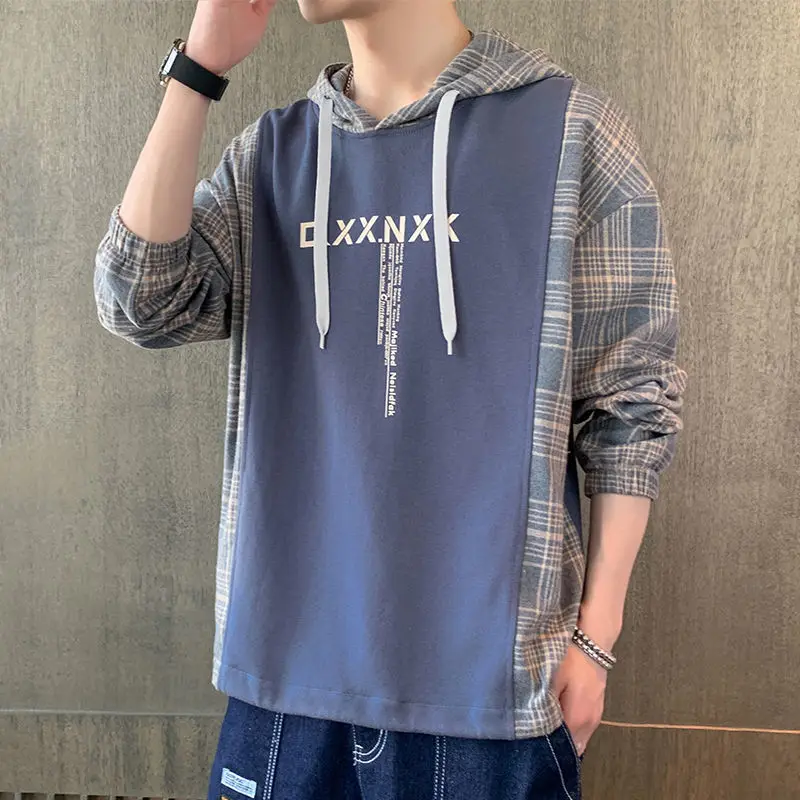 Wei clothes men's hooded Korean version of the trend student hooded fake two autumn long-sleeved guard clothing sports casual