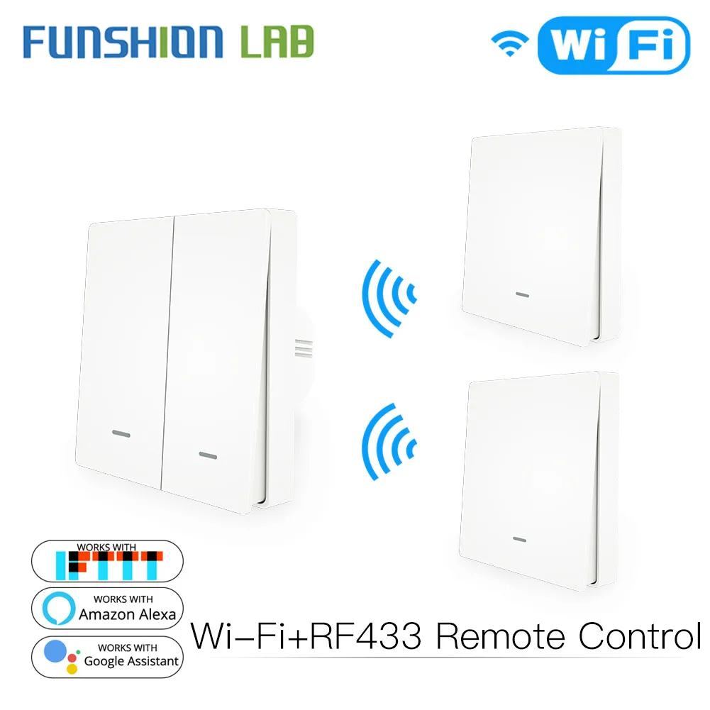 

Push Button WiFi Smart Light Switch RF433 Wall Transmitter Kit Smart life Tuya App Remote Control Works with Alexa Google Home