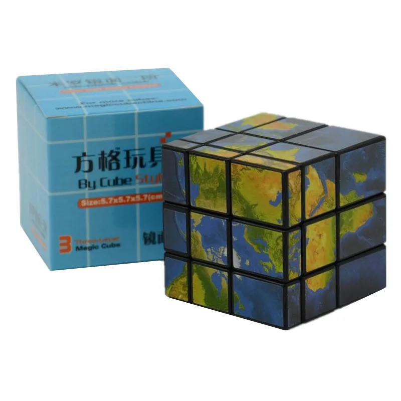 Fangge 3x3x3 зеркальные блоки стикер карты мира волшебный куб головоломка игрушка
