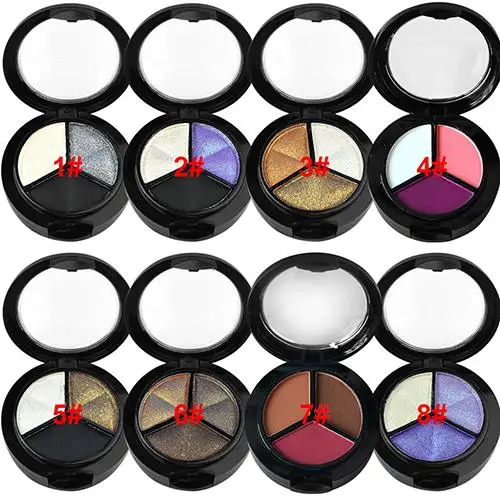 3 Colors Eyeshadow Natural Smoky Cosmetic Eye Shadow Palette Set Beauty Make Up with Mirror and Brush |