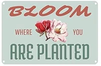 bloom where you are planted tin sign nostalgic metal wall plaque decor outdoor indoor wall panel