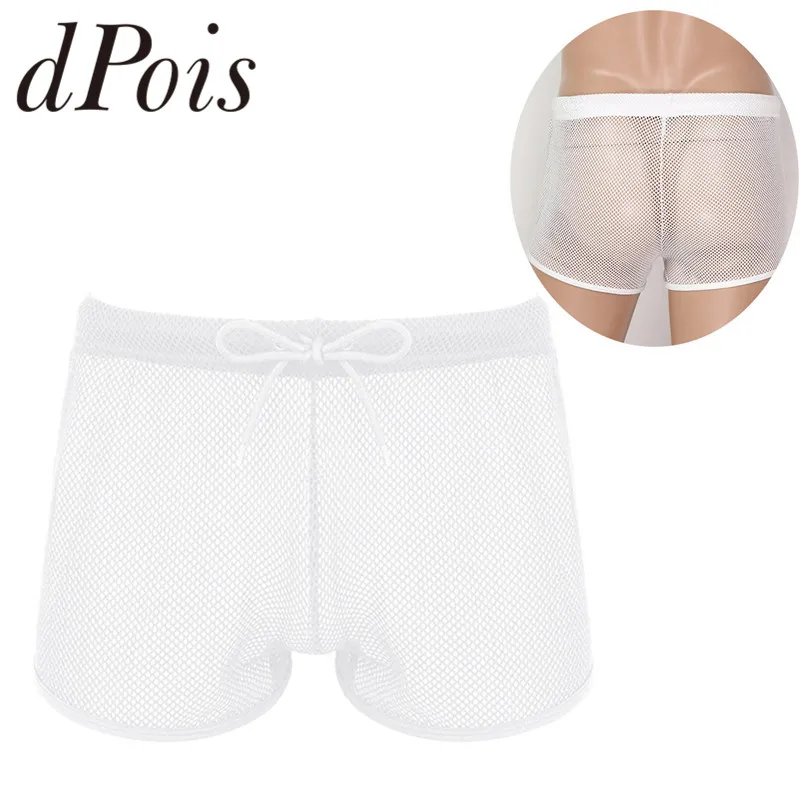 Мужские прозрачные шорты прозрачная в крупную сетку нижнее белье с низкой