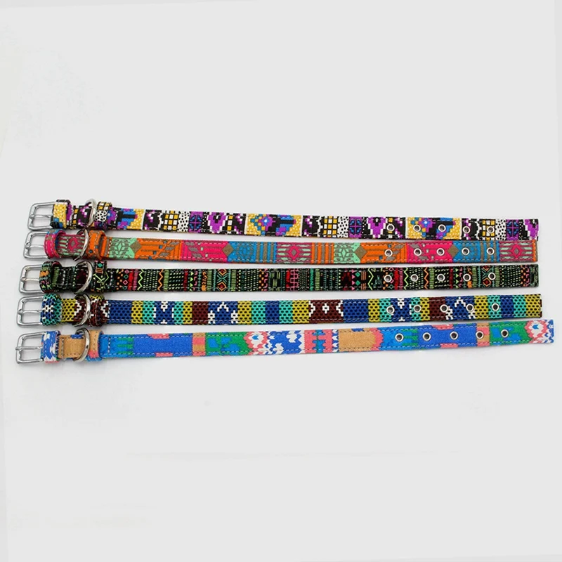

Pet Stainless Steel Buckle Bohemian Patterns Adjustable Collar For Small Medium Dogs