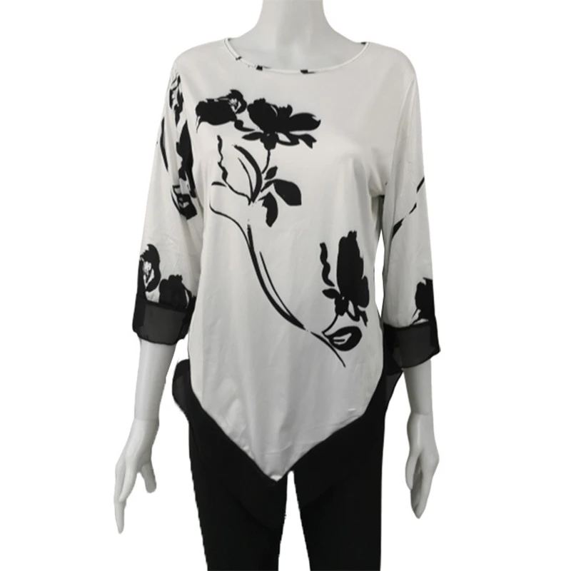 

Plus Size Ropa De Mujer 2021 Spring Summer Tops For Women Loose Fashion Flower Print Casual Blouse Elegant Shirt Loungewear Bluz