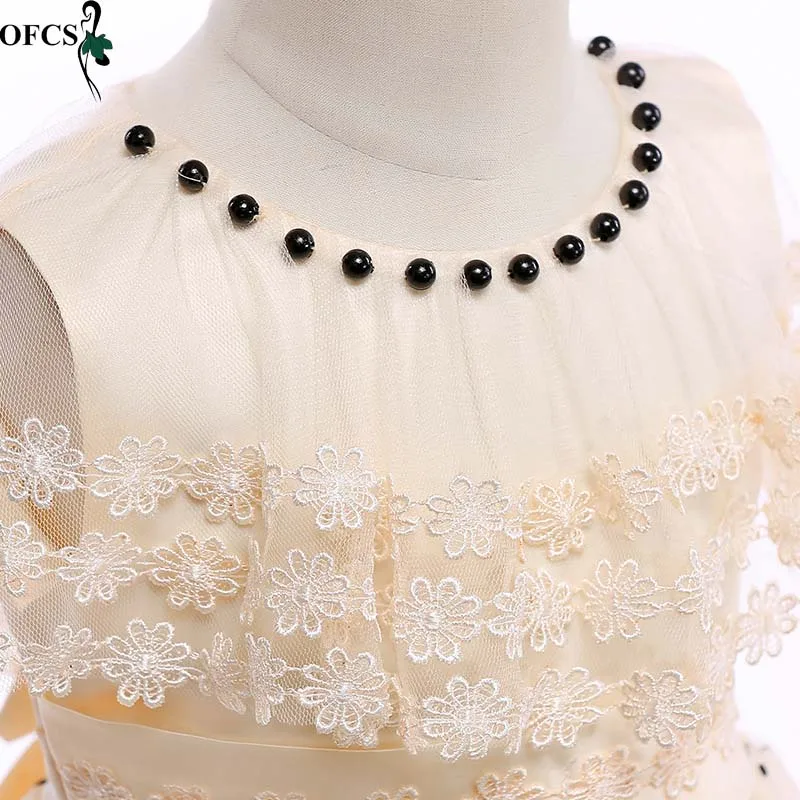 

Wedding Flower Girl Party Dress Wave Point Nail Bead Sleeveless Princess Dresses Children's Clothing Girl Christmas Party Dress