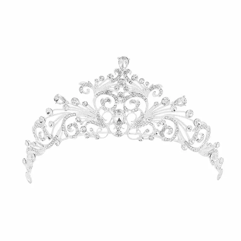 Женская диадема для волос FORSEVEN серебряного цвета с кристаллами в виде сердца