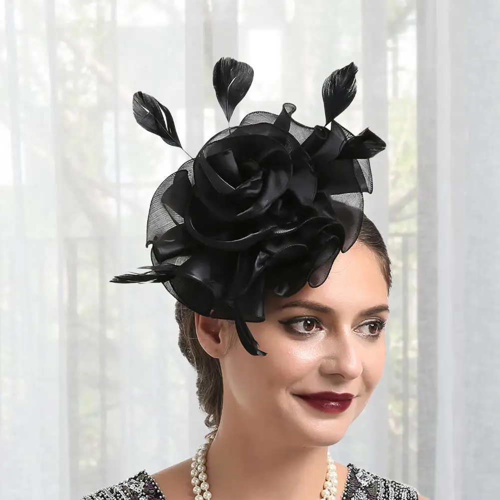 

Шляпа Женская сетчатая с перьями, модный головной убор с зажимом для волос, для коктейлей, свадеб, вечеринок, Вуалетка для платья