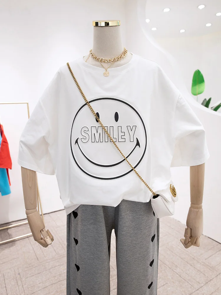 

Summer New T-shirt Bottoming Shirt Short Sleeve Women's Loose Casual Mid-Length Korean Style Large Size Trendy Graphic T Shirts