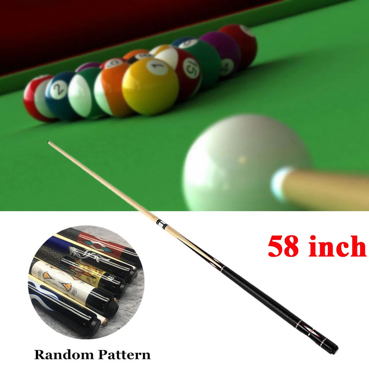 

1Pcs Pool Cue New 58" Pool Cue Billiard House Bar Double Part Assemble Pool Cue Sticks For Practice Professional Use 2021