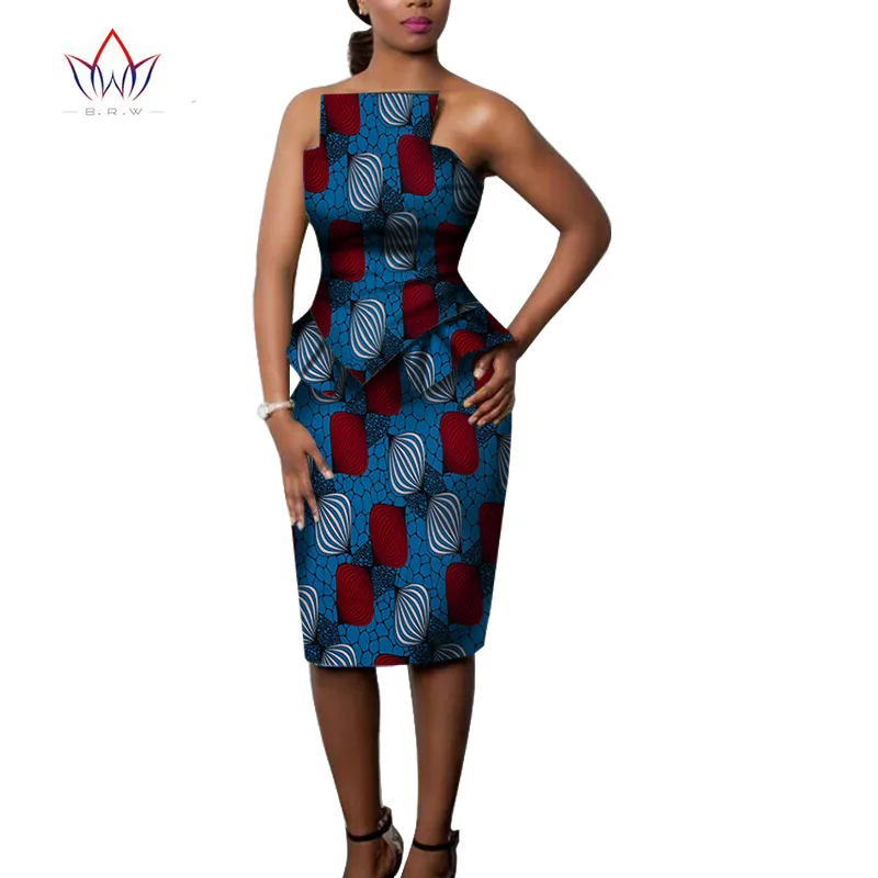 

2021 Summer Traditional Tribal Print Dashiki For Women Lady Work Skirt Set Femme Bazin Riche Natural Dresses Plus Size WY425