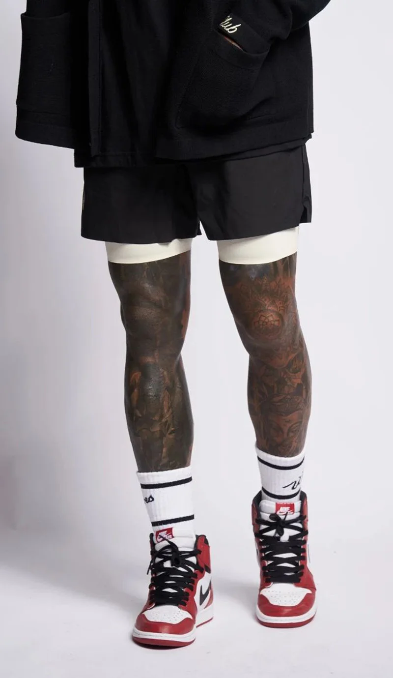 

Summer 2021 Men Color Block Shorts Adults Casual Double-layer Sports Pants with Pockets Drawstring Sports Shorts