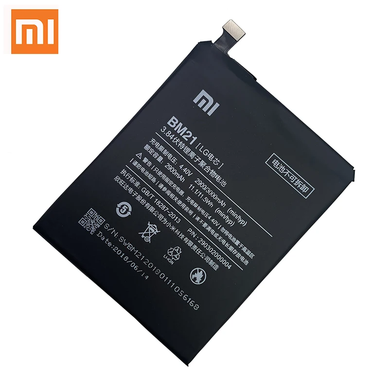 Оригинальный аккумулятор Xiao Mi BM21 для Xiaomi Note MiNote 3 Гб ОЗУ высокое качество 3000 мАч