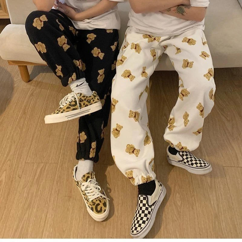 

Брюки-султанки с высокой талией для мужчин и женщин, с принтом медведя
