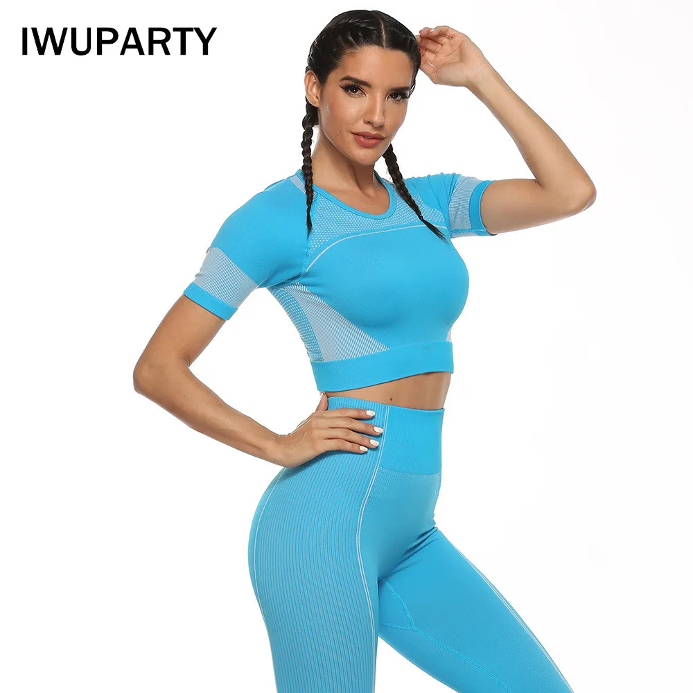 IWUPARTY популярный бесшовный комплект для йоги Женская Спортивная одежда спортзала