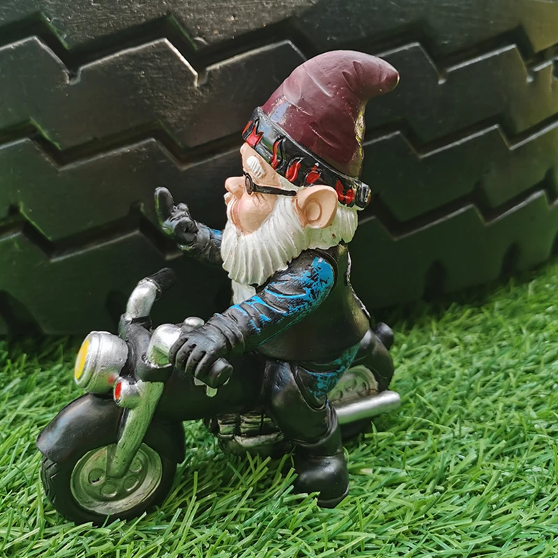 

Полимерный озорный садовый гном, украшение для сада, мотоциклетная статуя, белый старик, садовый орнамент, аксессуары, украшение для стола, ...